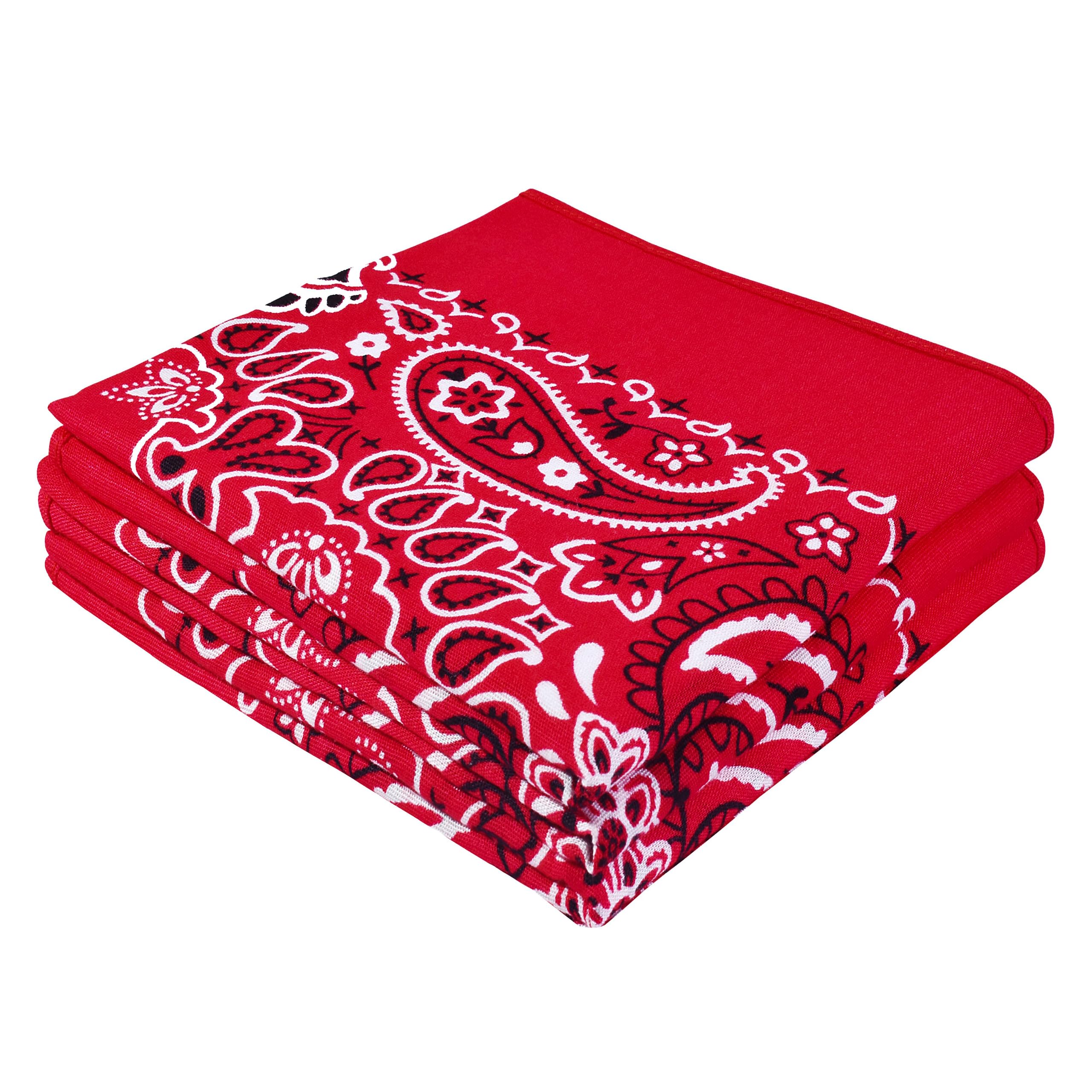 Classic Paisley Bandanas - 3 Pack Gift Set, 100% Cotton, 22x22 Inches