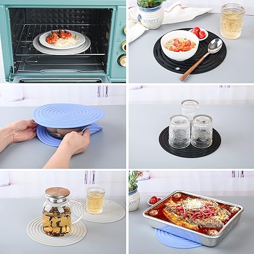 Miniatura 7 de Viwehots Alfombrillas de silicona gris para ollas y sartenes calientes, resistentes al calor, almohadillas flexibles para mesa de cocina,