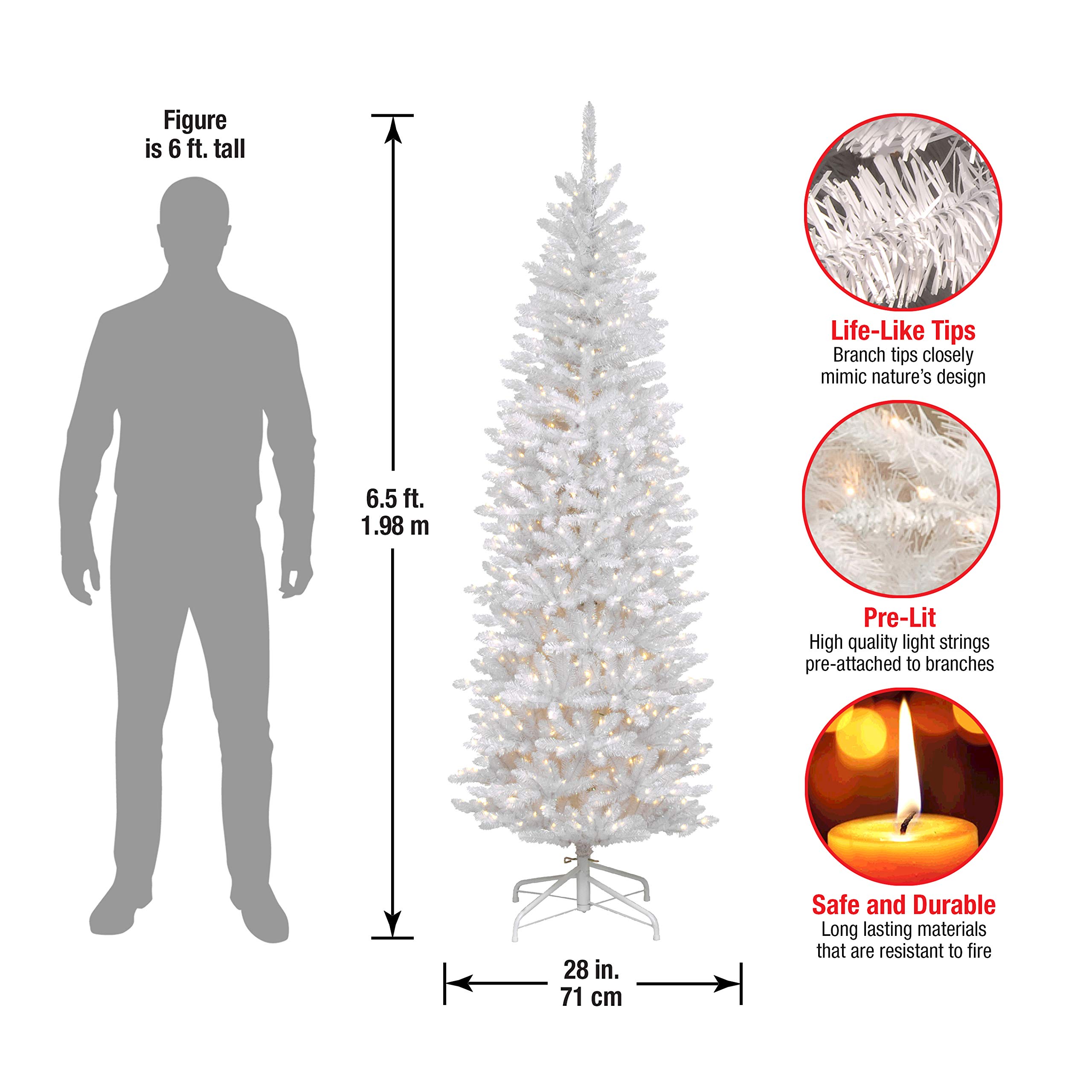 National Tree Foot Kingswood Fir White Pencil Tree, 6.5 ft, 6