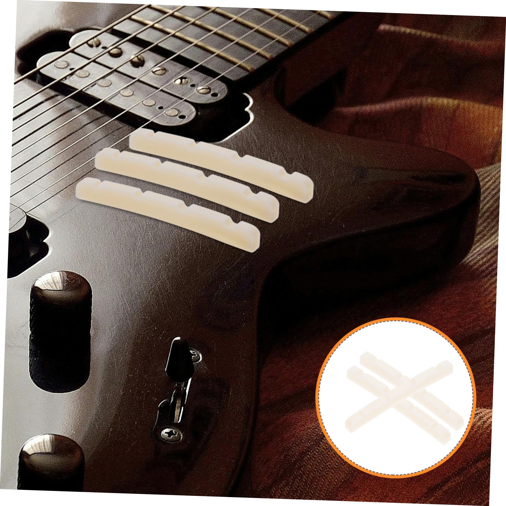 VICASKY Djustable Nut for Guitar High-resistant Ox Bone Guitar String Nuts 3pcs Set 42mm Upper Nut for Acoustic Bass