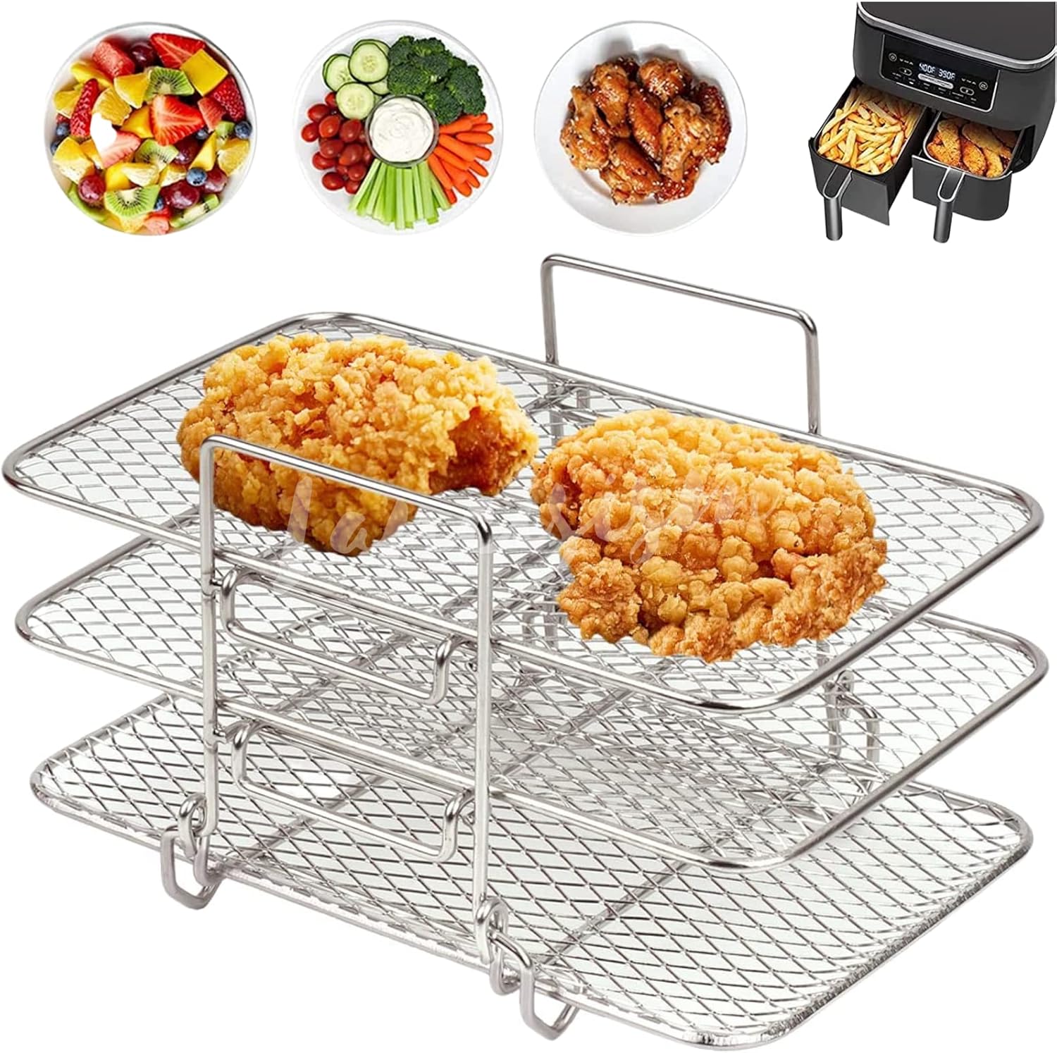 MultiLayer Air Fryer Rack Compatible with Ninja DZ201 DZ401, Lancisism