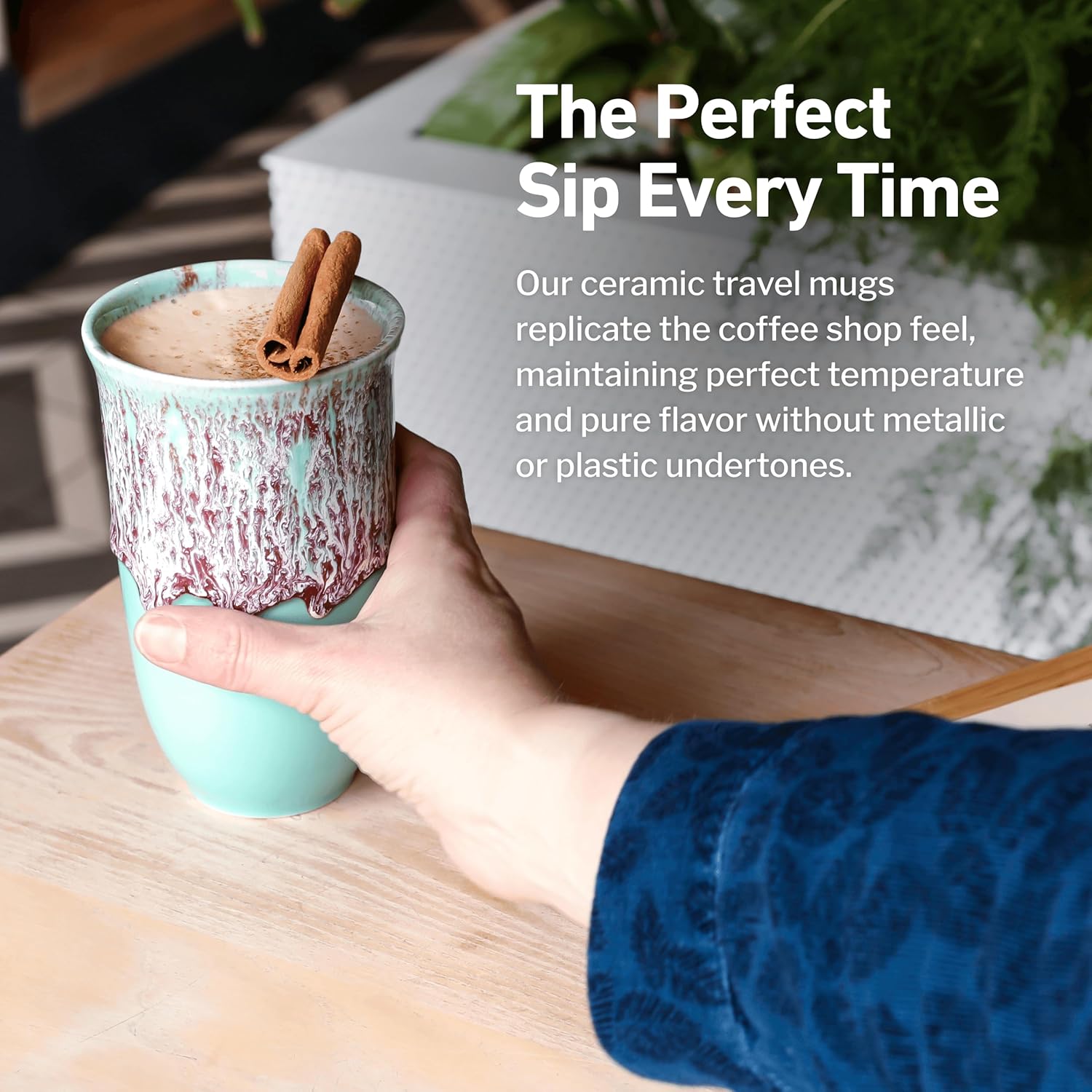 NOVA CERAMICS Travel Mug On the Go Coffee Tumbler Microwave & Dishwasher Safe Green Tumbler - Gifts For Women Men Him Her 16oz Nebula