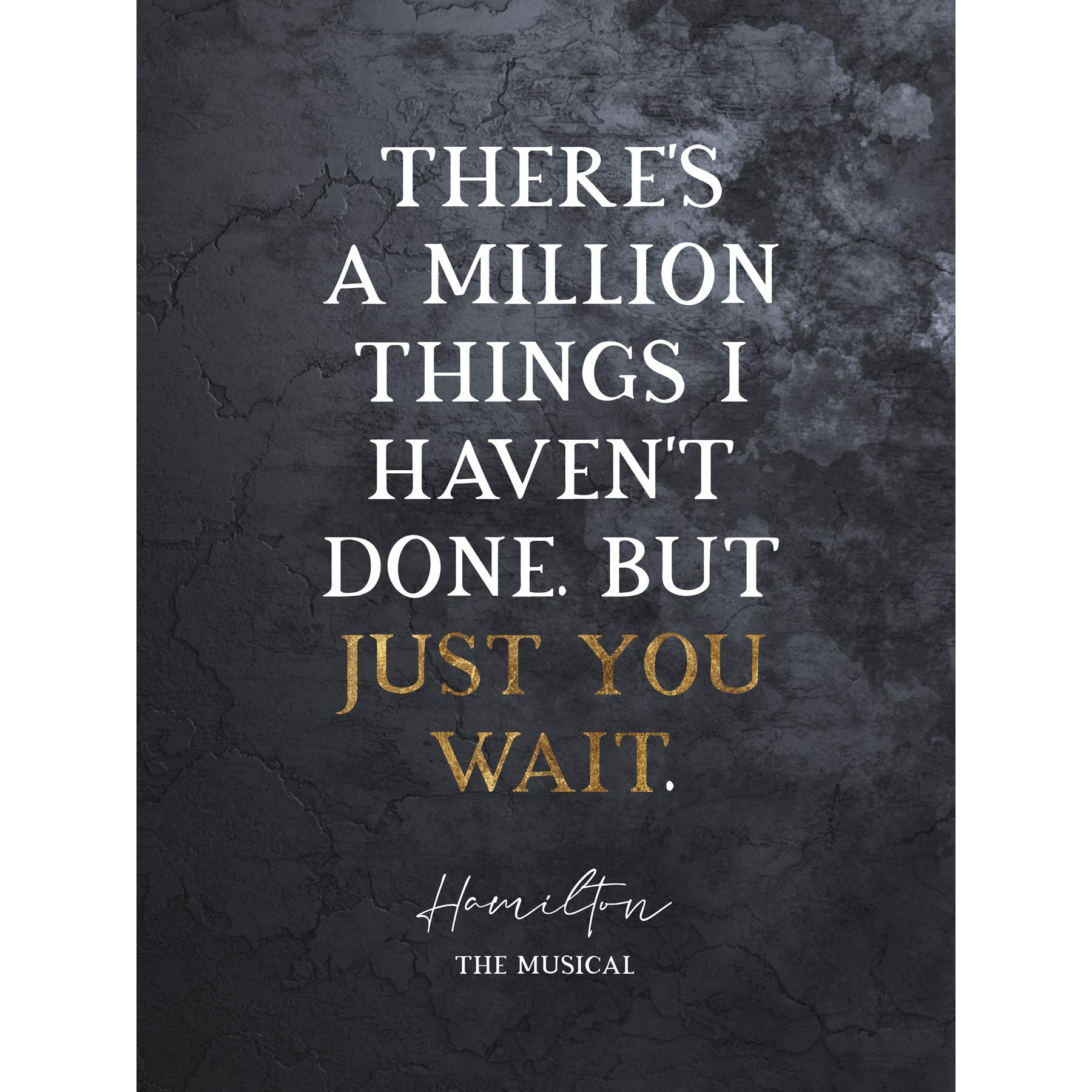 Artery8 Slate Quote Hamilton Musical Million Things Just You Wait Premium Wall Art Canvas Print 18X24 Inch