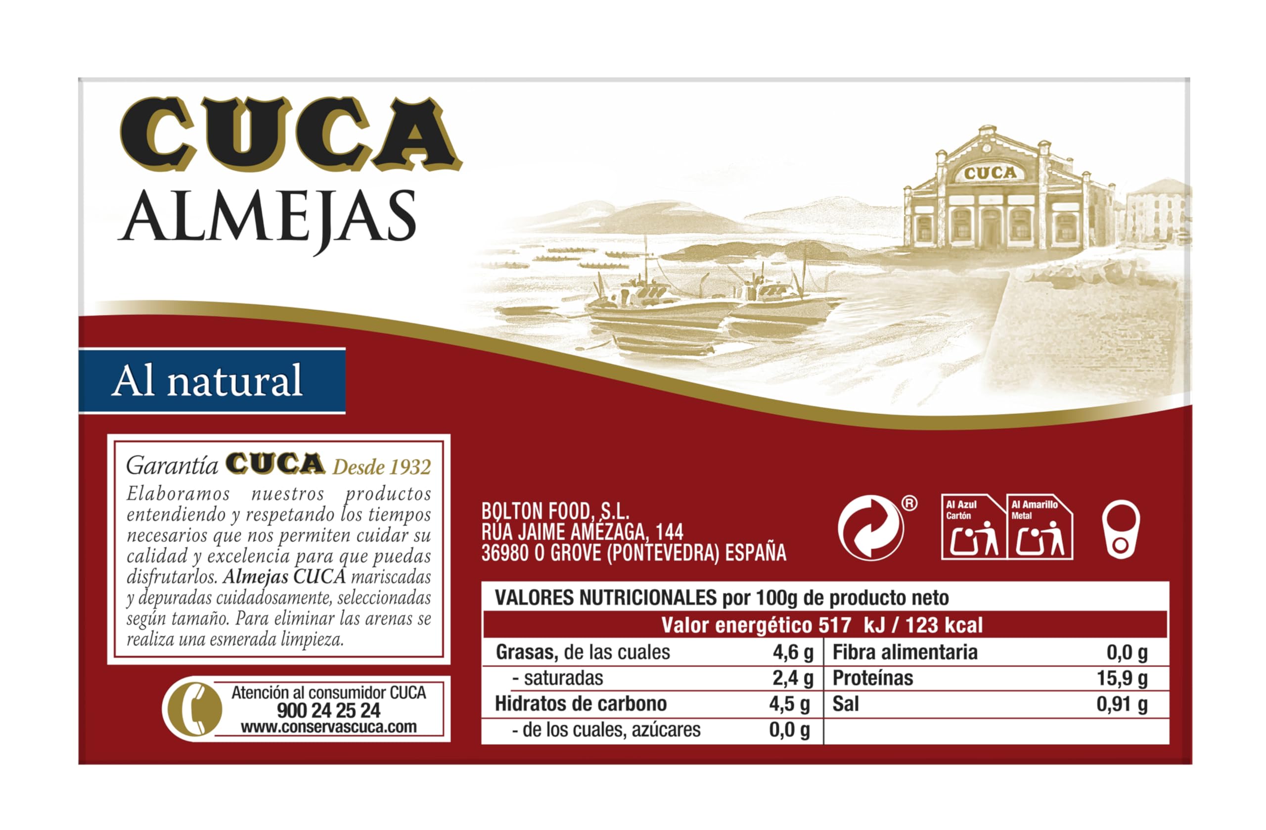 Cuca almejas pequeñas al natural 120 gr Pack de 5 latas