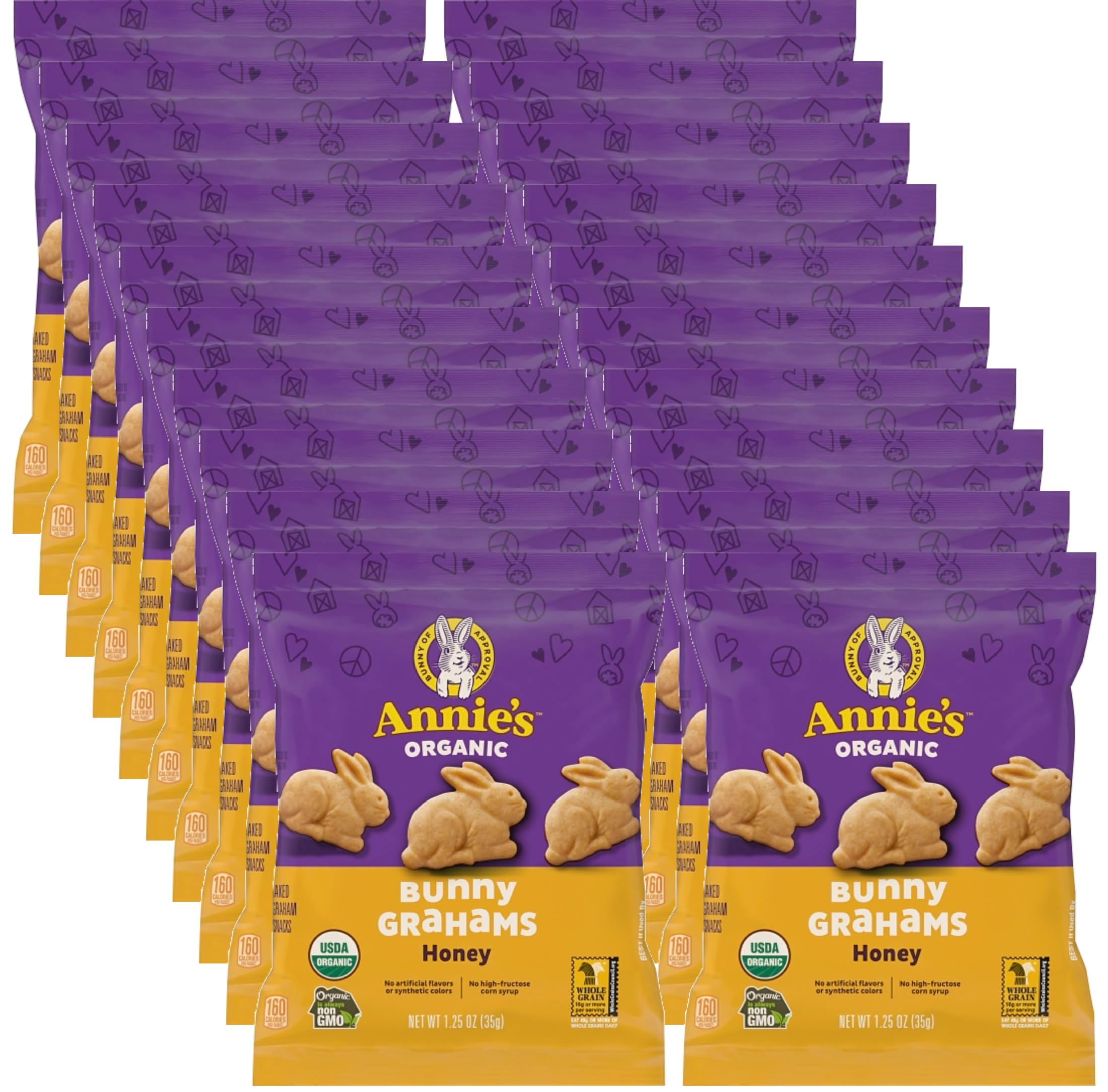 Annie's Homegrown By The Cup Organic Baked Graham Snacks Honey Bunny Grahams (Pack of 20) with Stickers