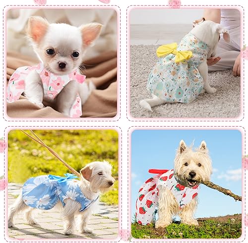 Miniatura 6 de 5 vestidos para perros pequeños, niñas, vestidos florales para cachorros, vestido de princesa con lazo, lindos trajes de verano para perritos, ropa