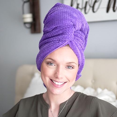 Miniatura 5 de Toalla de microfibra extra grande de 43 x 30 pulgadas para cabello seco, rizado, largo, rizado y grueso, absorbente, ultra suave, de secado rápido,