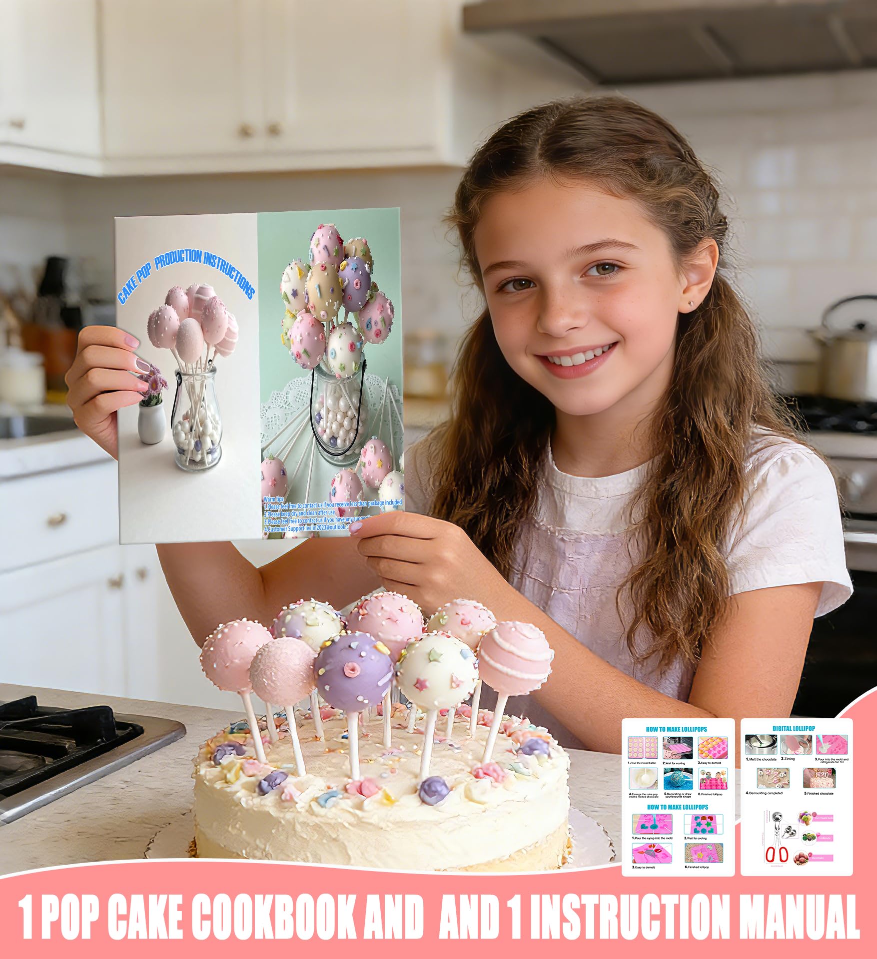 Cake Pop Maker Kit 336-teilig mit 5 Silikonform-Sets – 3-stöckiger Präsentationsständer, Schmelztopf für Schokolade, Süßigkeiten, Spritztüllen und Koppler, Messbecher, Muffin-Cupcakes,