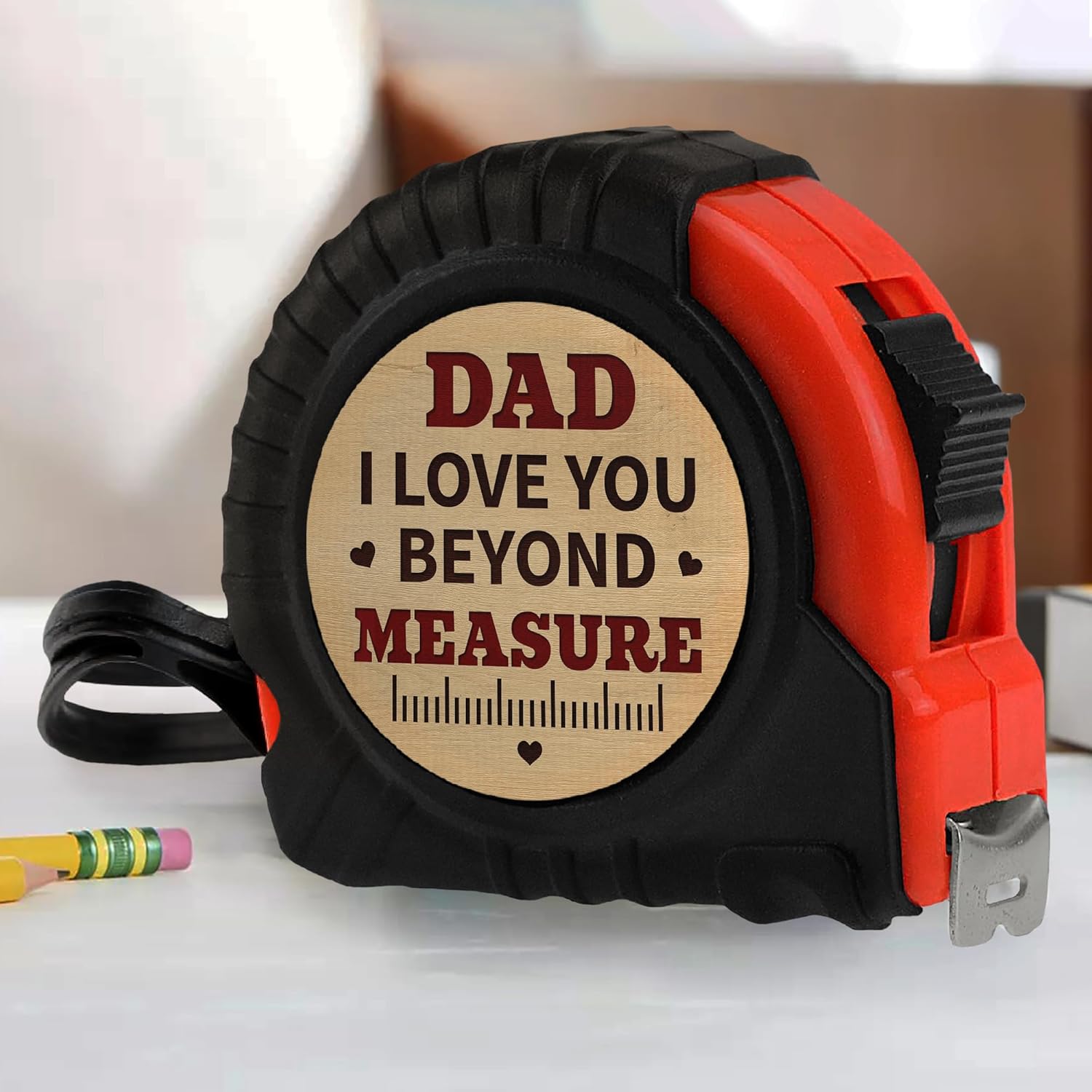 Birthday Gifts for Dad, Christmas Fatherdays Gifts from Daughter Son Wife - 16.4" Tape Measure 1/8 Fractions - Tool Gifts for Dad Father Daddy Step Bonus New Dads - No One Measures Up to You Dad
