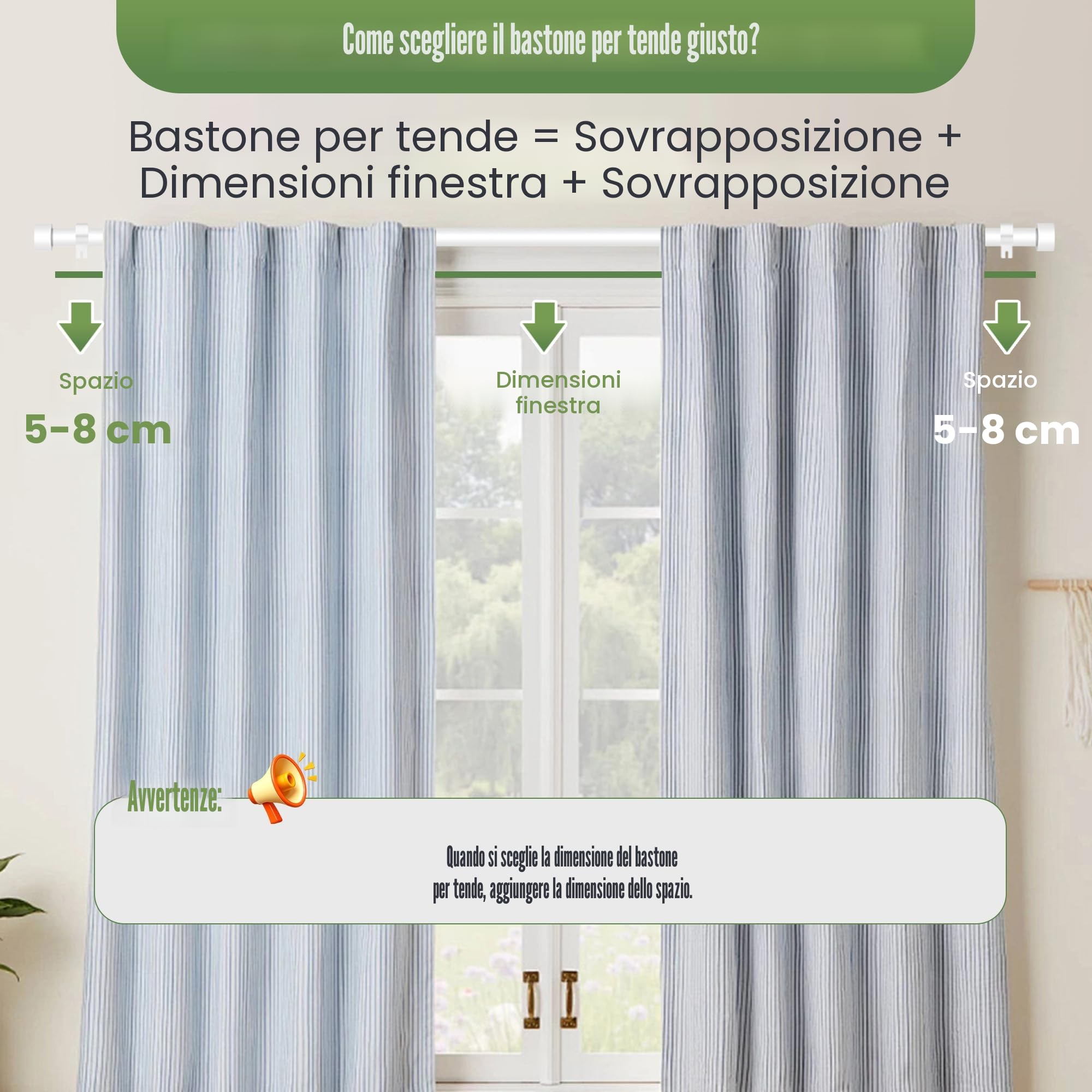 Bastone per Tende 63-183cm, 16mm Bianco Asta per Tende con Terminali e Supporti, Asta per Tende Estensibile per Camera da letto, Soggiorno, Cucina