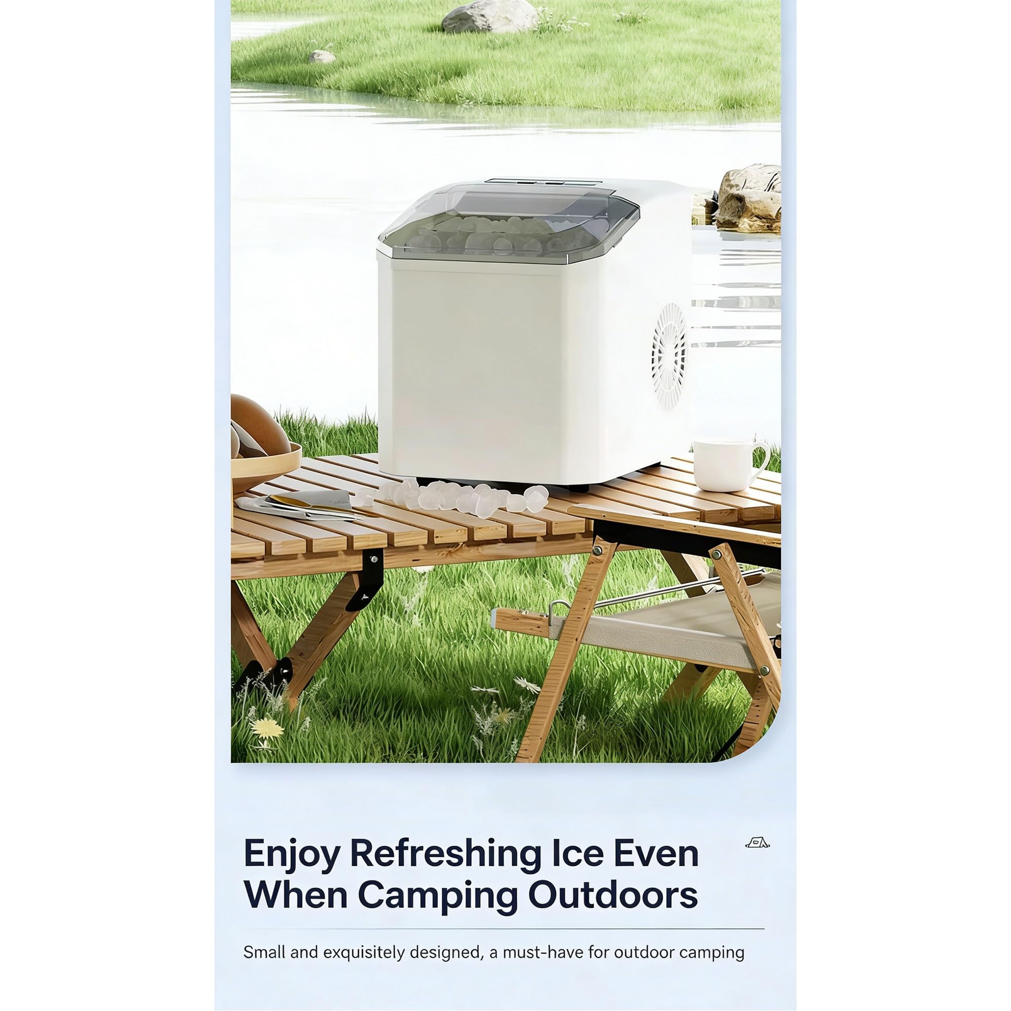 Machine À Glaçons Mini, Machine À Glaçons Automatique, Prête En 8 Minutes, Réservoir De 1,3 L, Autonettoyante, 15 Kg/jour, Parfaite Pour La Maison, Le Bureau, Le Camping Et Les Bars.(F)
