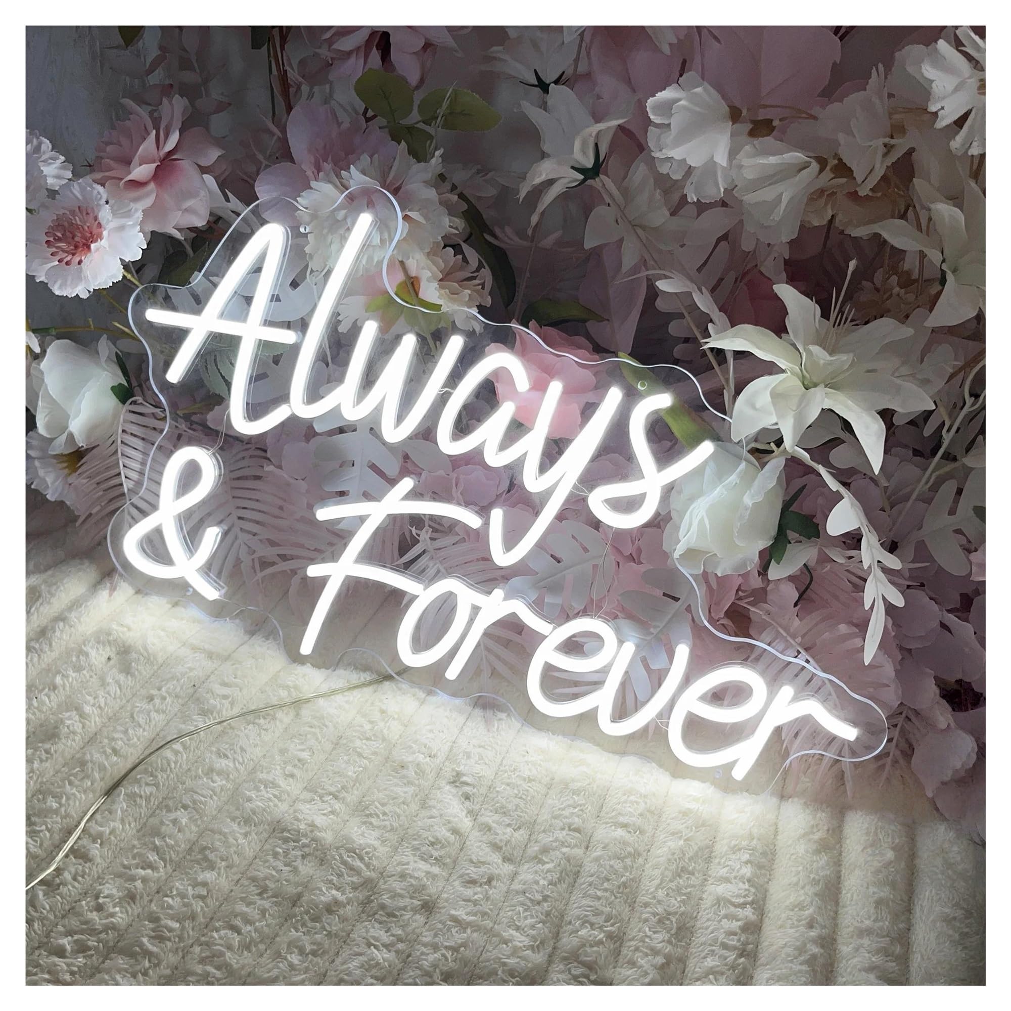Leuchtreklame Always & Forever Neonschild LED-Licht Dimmbar Für Valentinstag, Hochzeit, Romantisches Paar, Schlafzimmer, Party, Wanddekoration, Lampe, 19.69inx11.81in