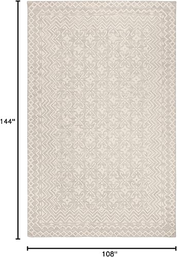 Miniatura 34 de SAFAVIEH Blossom Collection BLM114F - Alfombra de lana prémium hecha a mano de 8 x 10 pies, gris/marfil