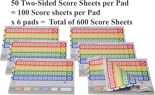 Miniatura 2 de QWIXX 3 paquetes de almohadillas de puntuación de repuesto, 600 hojas de puntaje, bolsa de cordón de tela metálica dorada adicional, artículos