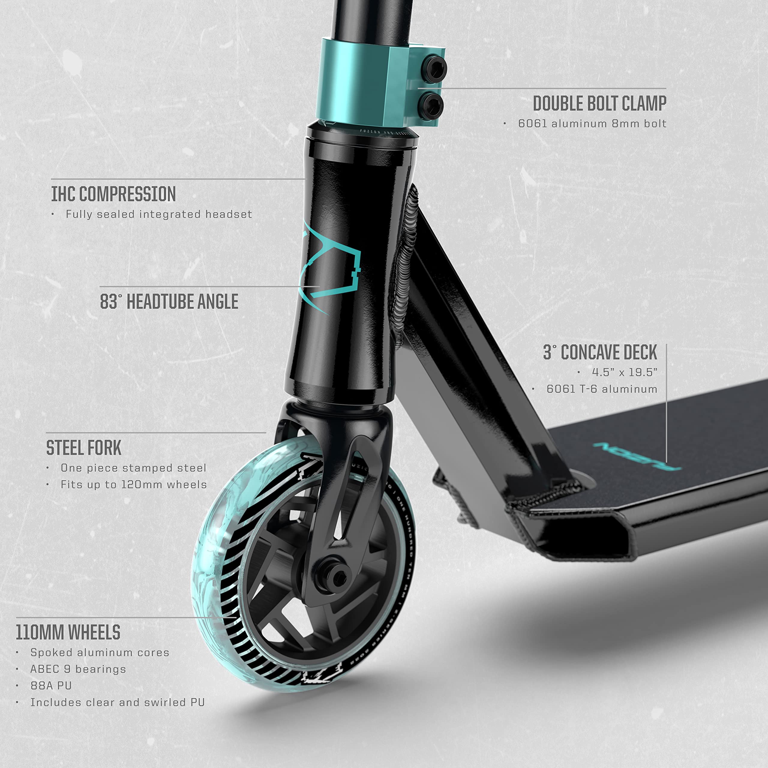 Fuzion Pro Scooters Z250 Stunt Scooter Children (Black/Teal