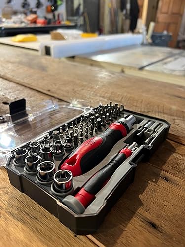 Miniatura 5 de Apollo Tools Versátil juego de herramientas métricas de 55 piezas con destornillador de trinquete, destornillador de puntas de precisión, broca de