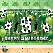 Soccer 9th Birthday Party Decorations Soccer Happy 9th Birthday Banner for Boys Kids Teens Large Sport Themed Birthday Banner for Soccer Football 9 Birthday Anniversary Party Supplies
