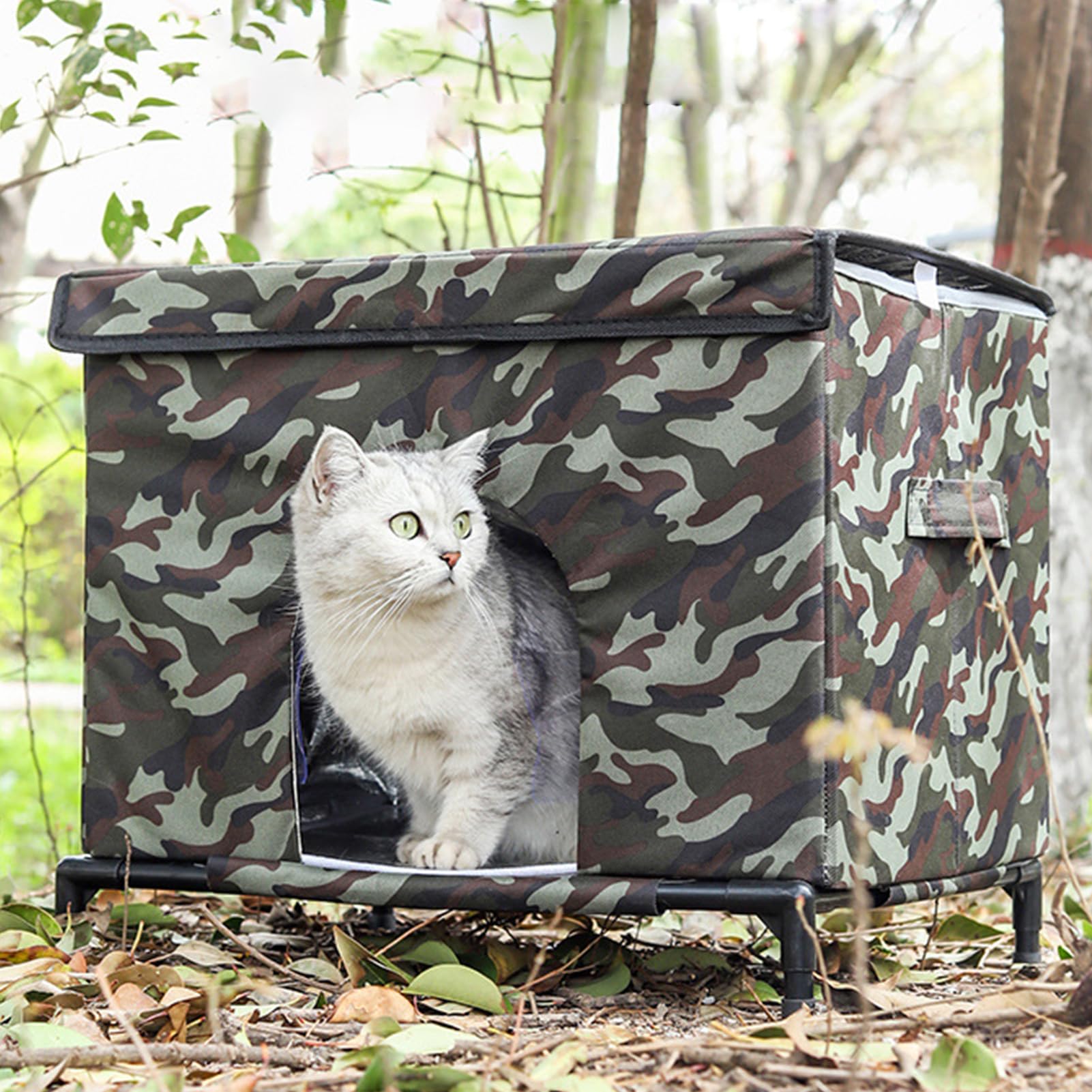 Case Per Gatti Da Esterno Tenda Isolata Impermeabile e Calda | Casa Esterna per Gatti con Base Sollevata e Finestra Trasparente per Inverno Adatto Per Cane Gallina Coniglio Inverno Clima