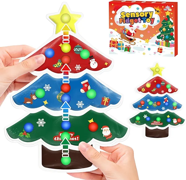Christmas Color Sorting Sensory Toy Gift for Toddler,Fine Motor Skills Game for Toddlers Preschool Learning Activities Educational Calm Down Montessori Toy for Autism Fidgets Kids,Ideal Gifts for Kids