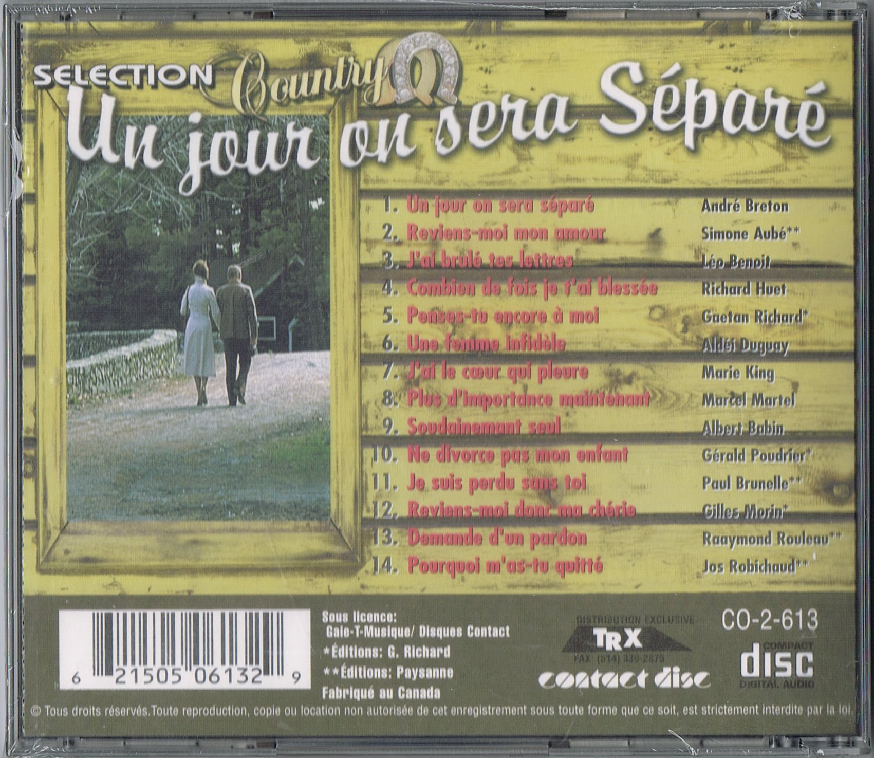 Un Jour On Sera Séparé - Selection Country, 14 Succes [Audio CD] Artistes Variés