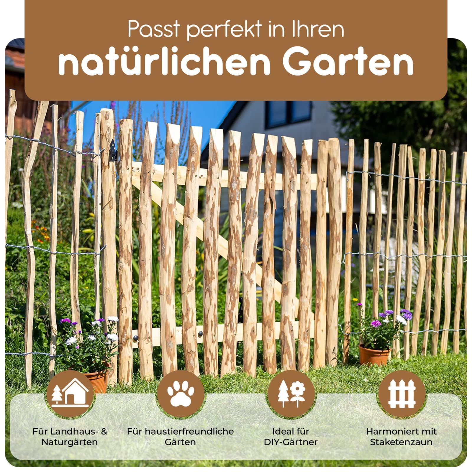 BOOGARDI Gartentor Holz für Staketenzaun 80cm hoch · Garten Zaun Tor in 14 Größen · Holztor 100cm breit · Gartentür für Holzzaun · HxB 80 cm x 100 cm (3-5 cm Lattenabstand)