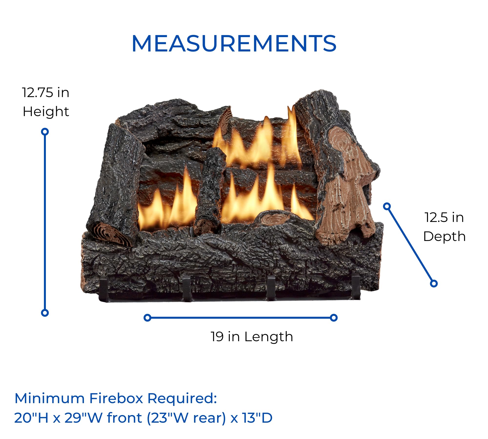 Amazon.com: HearthSense VFL18M Dual Fuel Ventless Fireplace Logs Set with  Manual Control, Use with Natural Gas or Liquid Propane, 30000 BTU, Heats up  to 1000 Sq. Ft, Brown, 18 Inches: Home u0026 Kitchen
