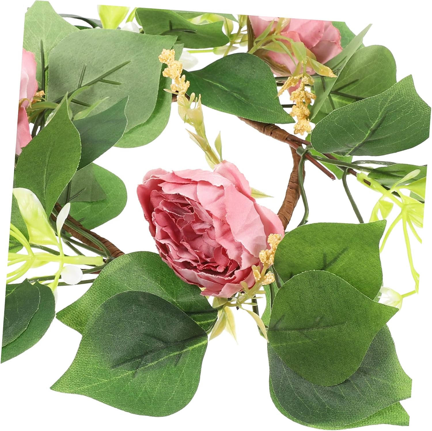 Garneck Artificial Flower Candle Ring Wreath for Wedding Table Decor Peony Floral Centerpiece for Valentine Day Thanksgiving Christmas and Party Decoration