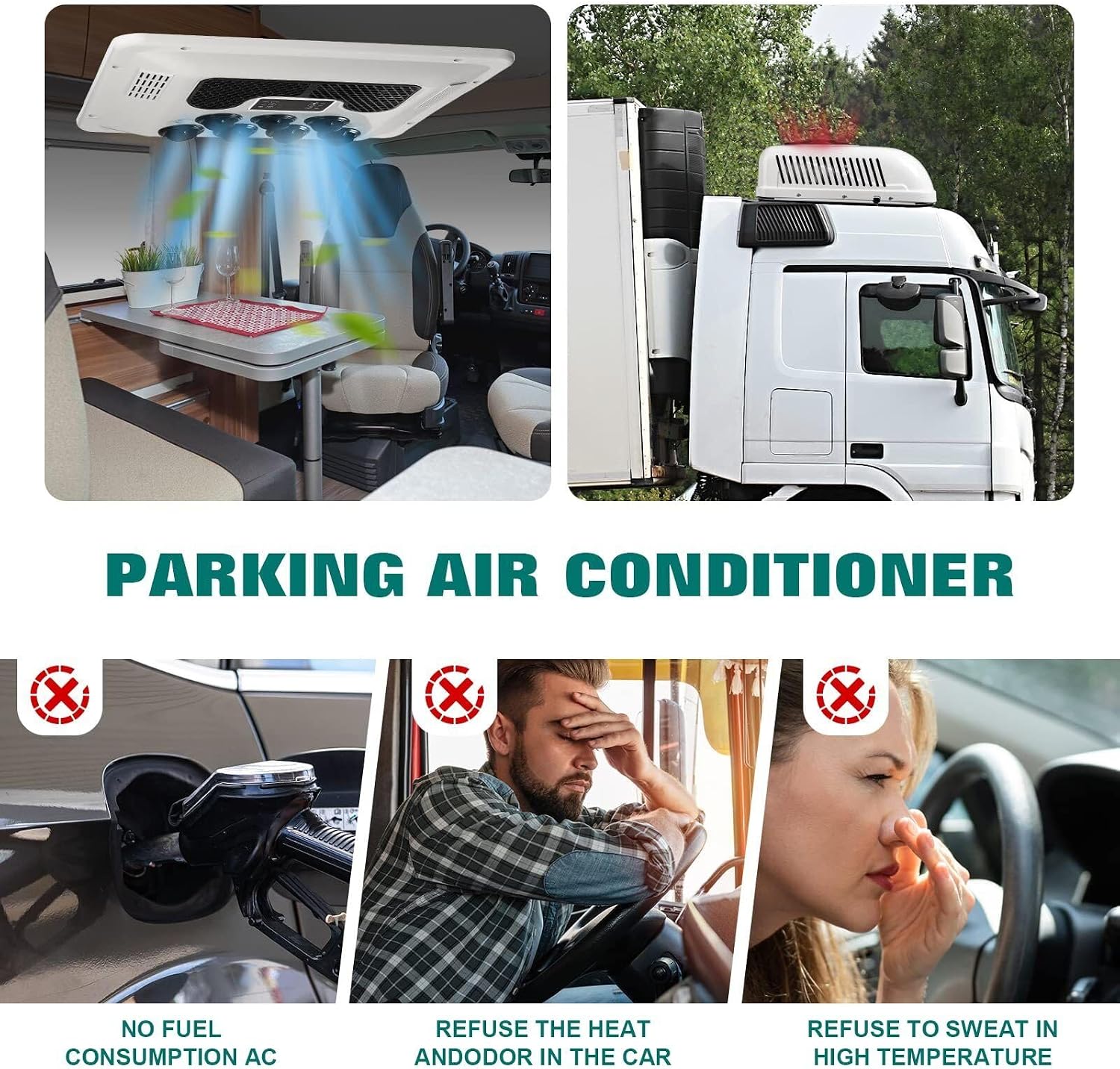 12V RV Air Conditioner with Heat, 12000 BTU Rooftop AC Unit, 12 Volt DC Air Conditioner for Campet, Quiet A/C Unit 2 in 1 Heating Cooling for Truck Trailer Boat Motorhome Tractor Caravan