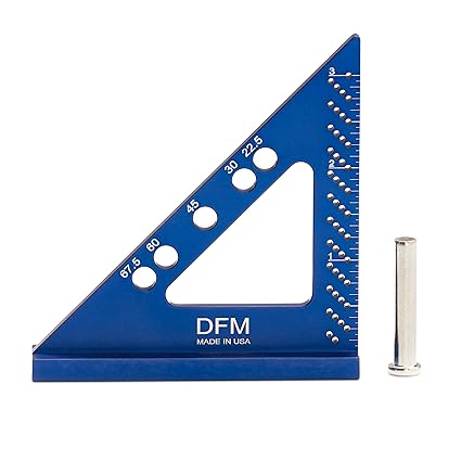 DFM Small Carpenter Square MADE IN USA with Fixed Miter Angle Pin (Blue)