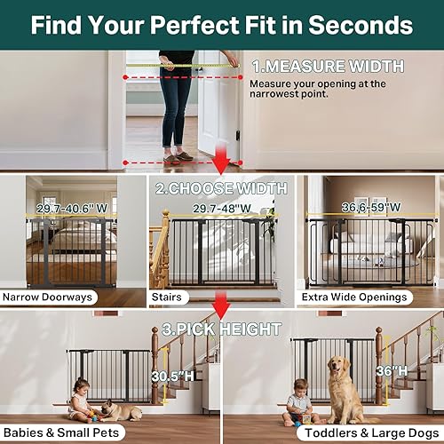 Vista 3 de Cumbor Puerta para Bebés de 29.7-40.6" para Escaleras, Puerta de Seguridad Esencial para Bebés, Ganadora de los Premios Mom's Choice Awards - Puerta