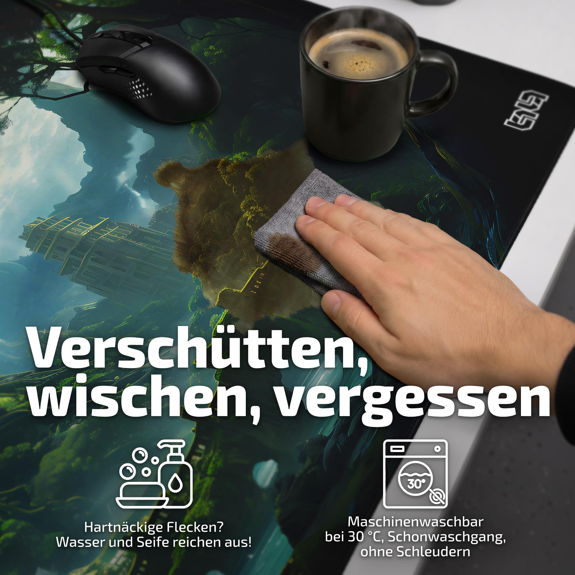 Tilt Gaming Mauspad 1000x500 mm - 4 mm rutschfeste Schreibtischunterlage Groß - Speed-Oberfläche & HD-Druck - Maschinenwaschbar Mousepad XXL für Gaming und Büro - Tree of Civilization Desk Mat