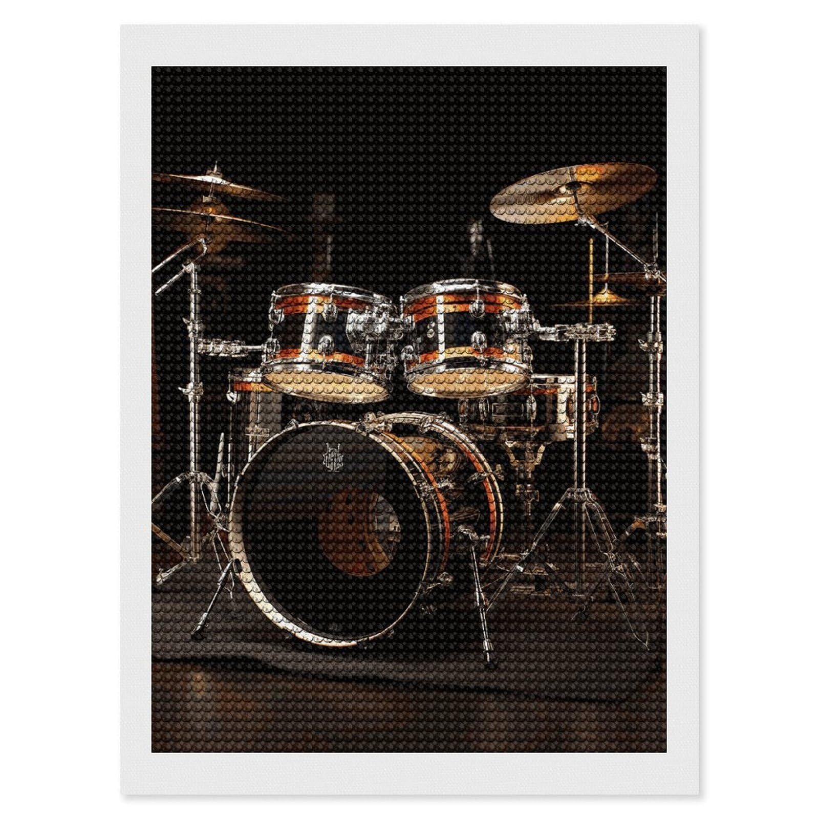 DWVTSLH Drum Set Diamond Painting Kits for Adults, Personalized Diamond Photo Art Full Drill, DIY 5D Diamond Art Painting Kits for Beginners, Home Wall Decor 12"x16"