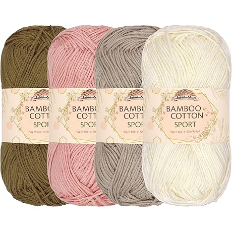 JubileeYarn Bamboo Cotton Vegan Yarn Sport, 4pk