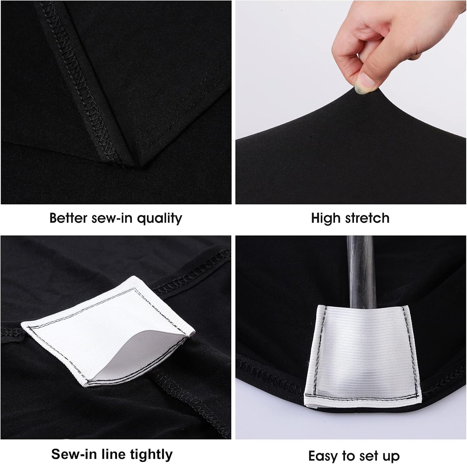 BDDC Fitted Table Covers for 6 Foot Tables, Spandex Table Covers 6ft, Black Table Clothes for 6 Foot Rectangle Tables for Parties, Banquet, and Festival Black 1PC 6FT