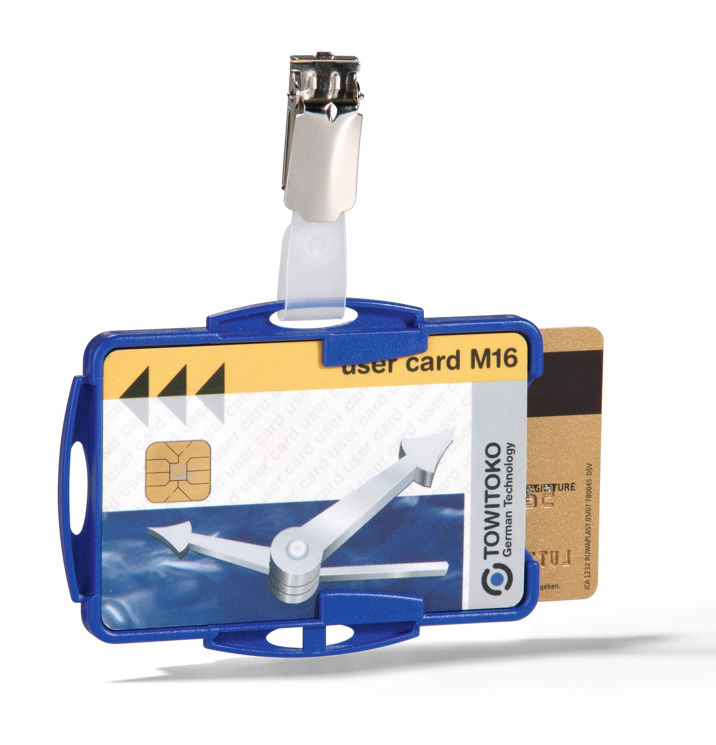 Durable Duo Security Pass Holder 54 x 85 mm Blue | Holds Up to 2 ID/Security Cards | Pack of 25 | Ideal for Holding Swipe Cards, ID Cards, etc.