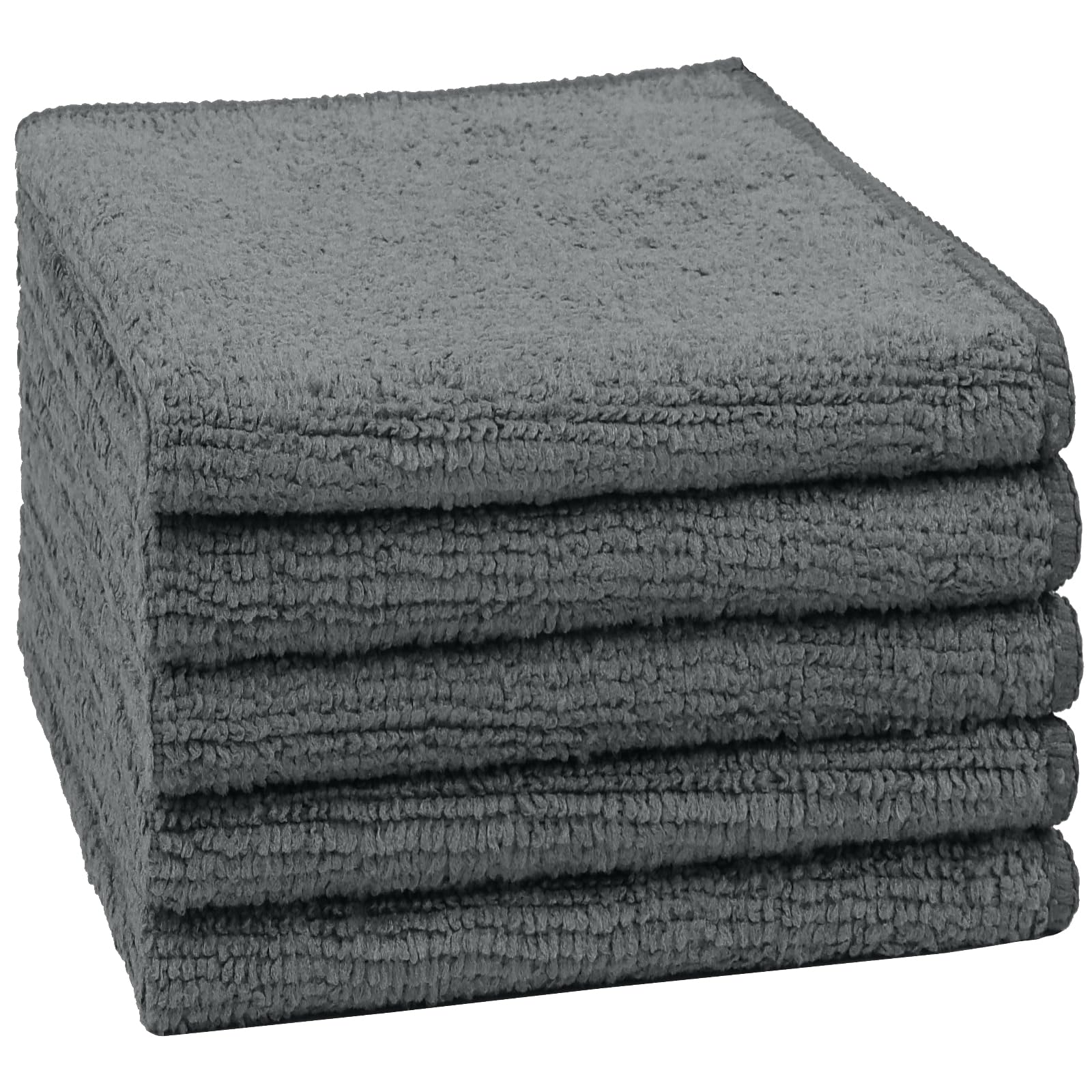 Orighty Washcloths, 5 Pack Microfiber Face Towels, 12x12 Inch Grey