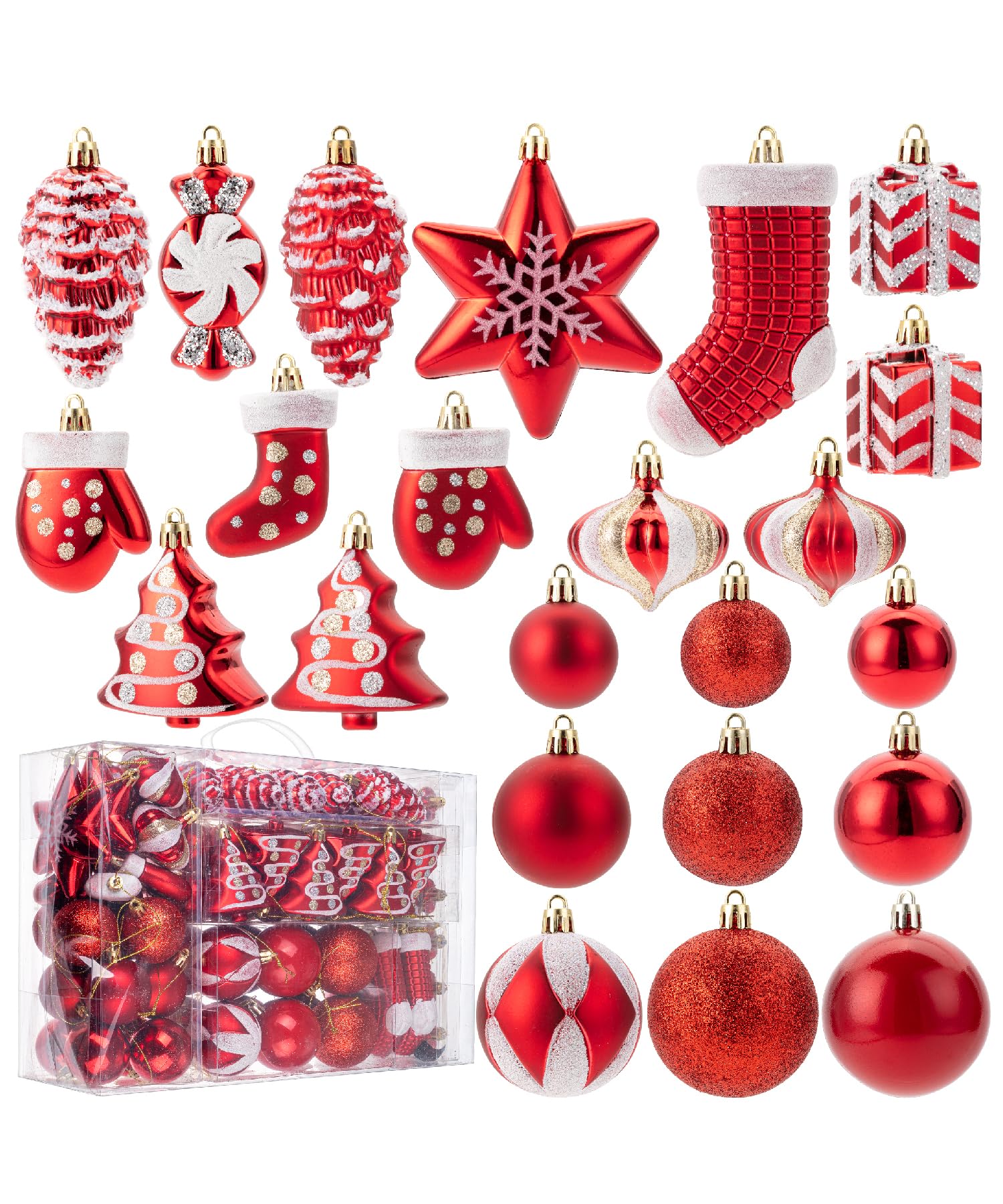 Mr. Pen - Lot de 77 boules de Noël de 6 cm - Or rose, doré, argenté - Boules de décoration de sapin de Noël incassables