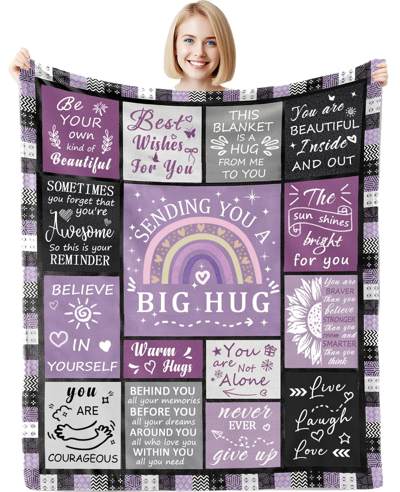 Gifts for Best Friend Blanket,Hug Blanket Get Well Soon Thinking of You Inspirational Relaxation Birthday Gifts for Best Friend Wife Sister Women Girlfriends Coworker 130 * 150CM