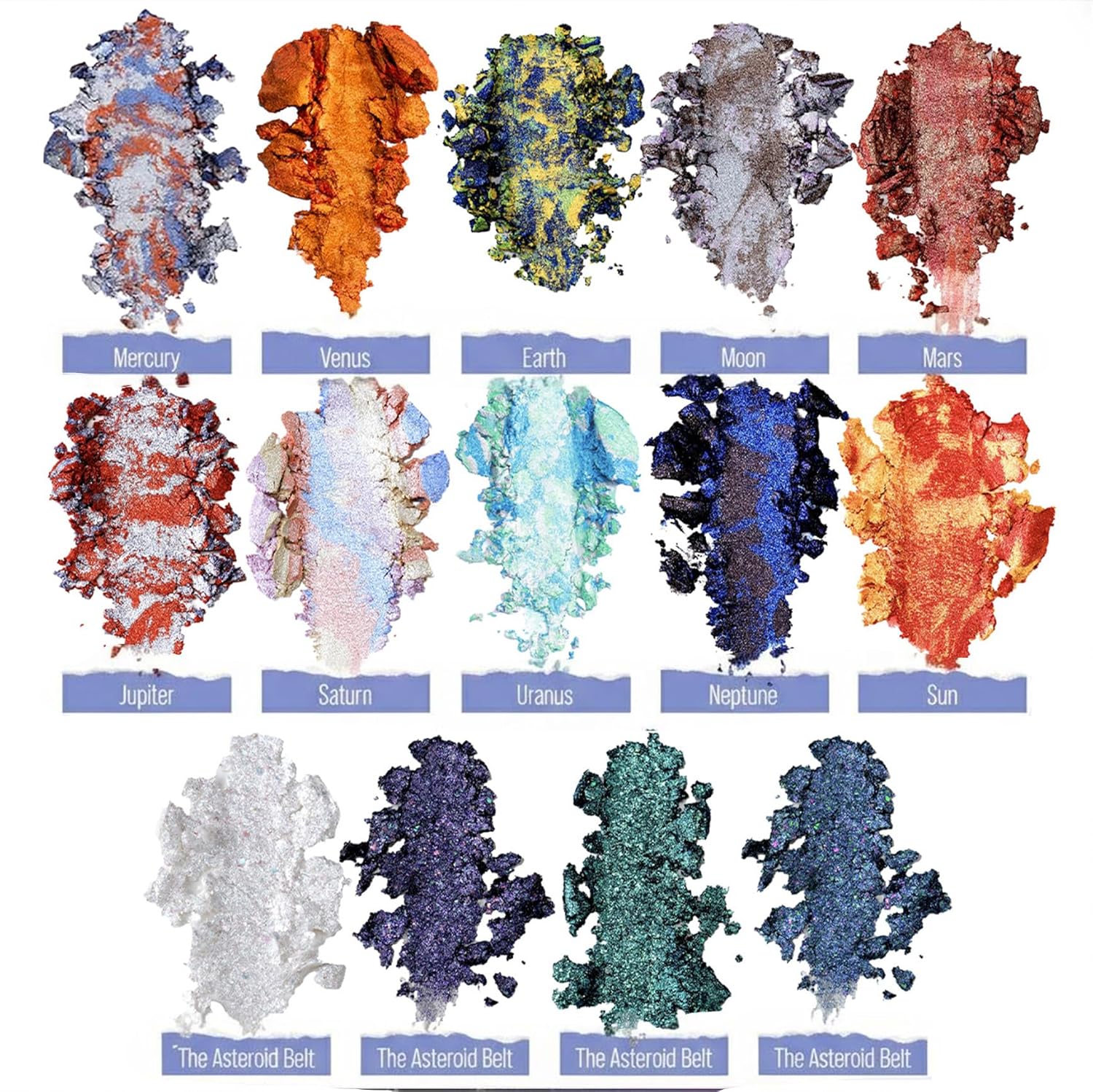 Galactic Assemble Eyeshadow Palette – Solar System Inspired 3D Planet Design, 14 Handcrafted Shimmer & Metallic Shades with Creamy Wet Texture, High-Pigmented Makeup Palette Gifts for Women & Girls
