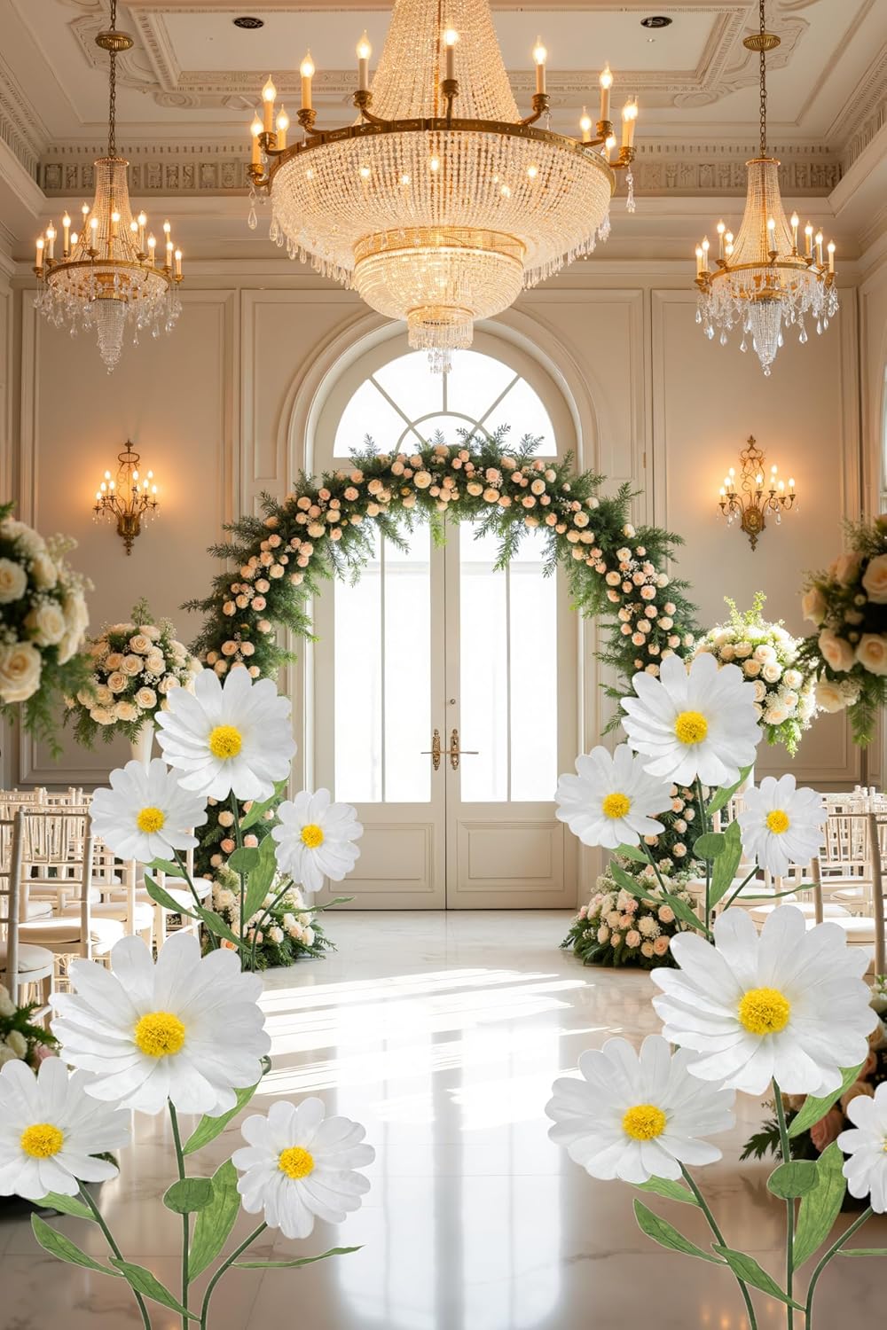 Giant Flowers for Decoration,Large Daisy Flowers Artificial,Big Paper Flower for Wedding,Birthday Party,Garden,Office,Home,Shop Window Display(White)