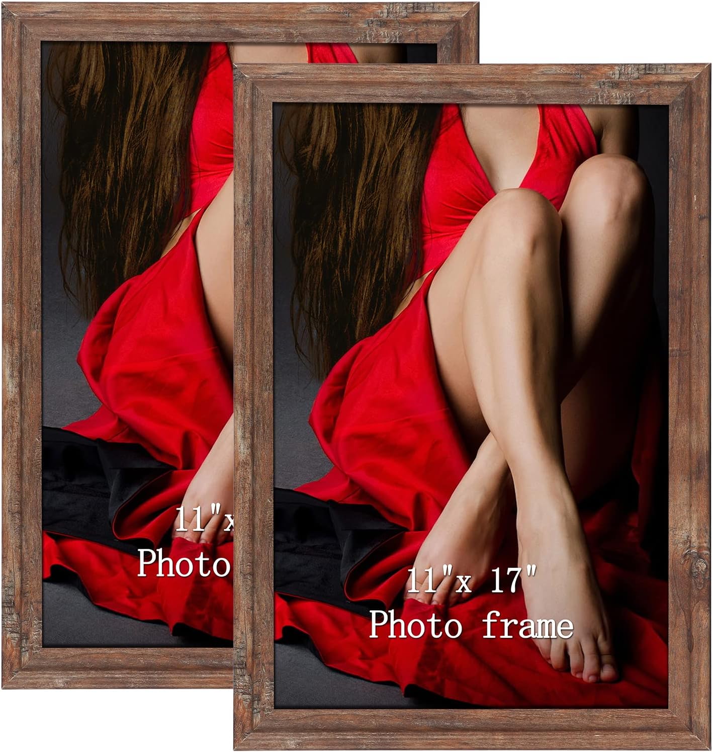 Calenzana 11x17 Poster Picture Frames Rustic Distressed Photo Frame 11 x 17 Set, Wall Hanging, 2 Pack, Brown