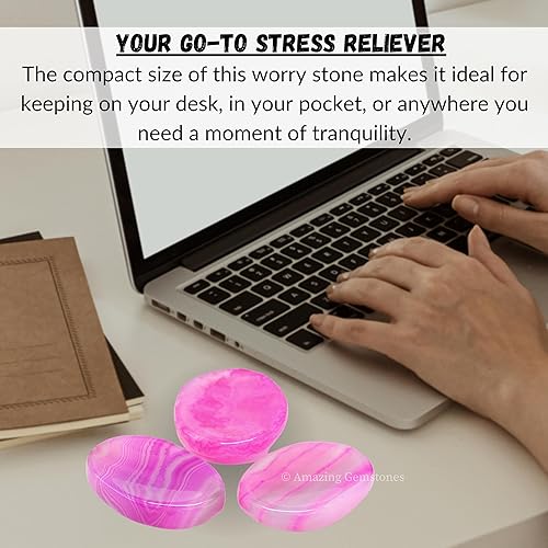 Vista 412 de Cristales de piedra de preocupación de cuarzo rosa y piedras curativas, piedras de preocupación para regalos de alivio del estrés, cristal de piedra