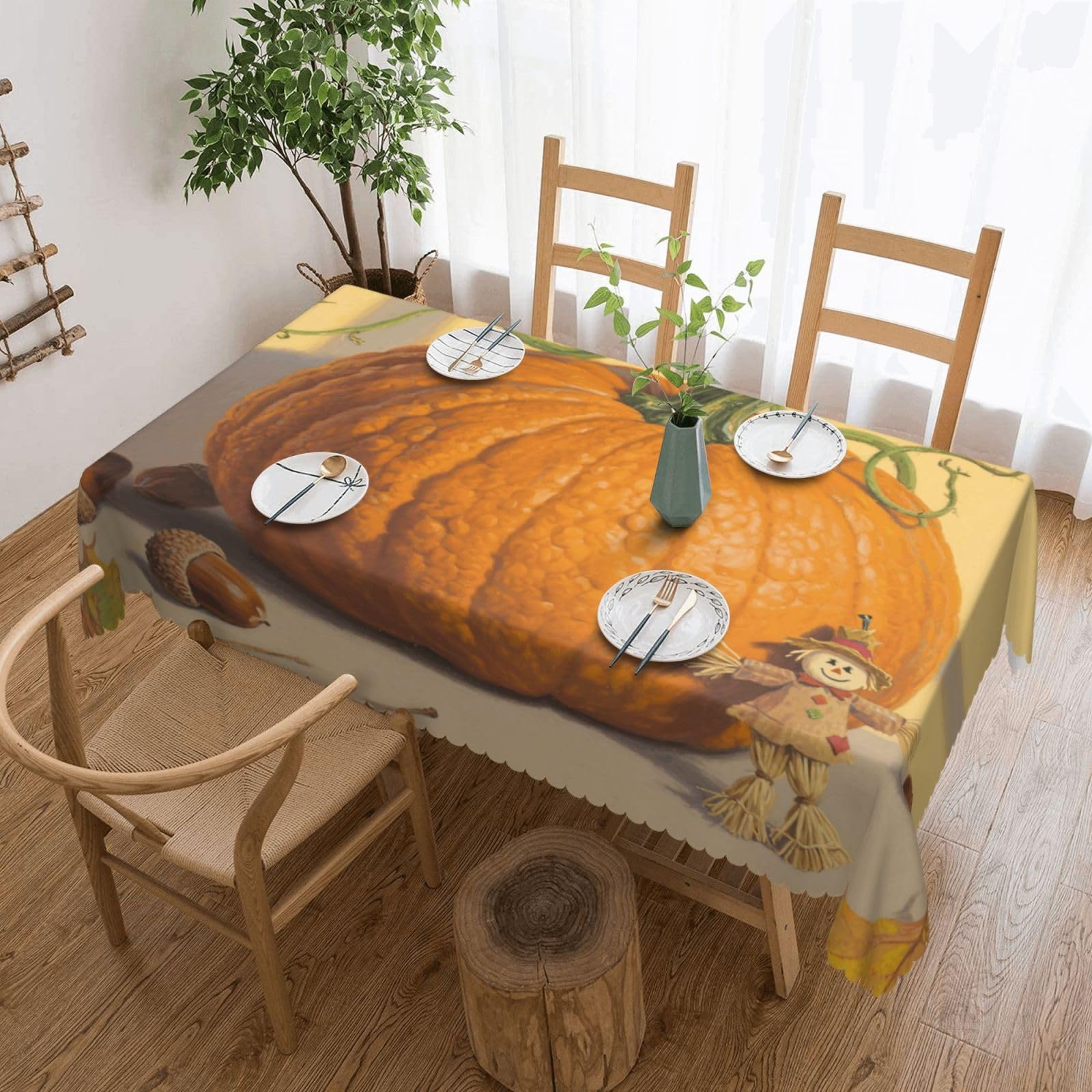 FekiLoot Rectangle Tablecloth 54 X 72 Inch, Classic Stain ‎Resistant Table Cloth Reusable Washable Table Cover Pumpkin Tabletop Decor for Kitchen Dining Party Indoor Outdoor Use