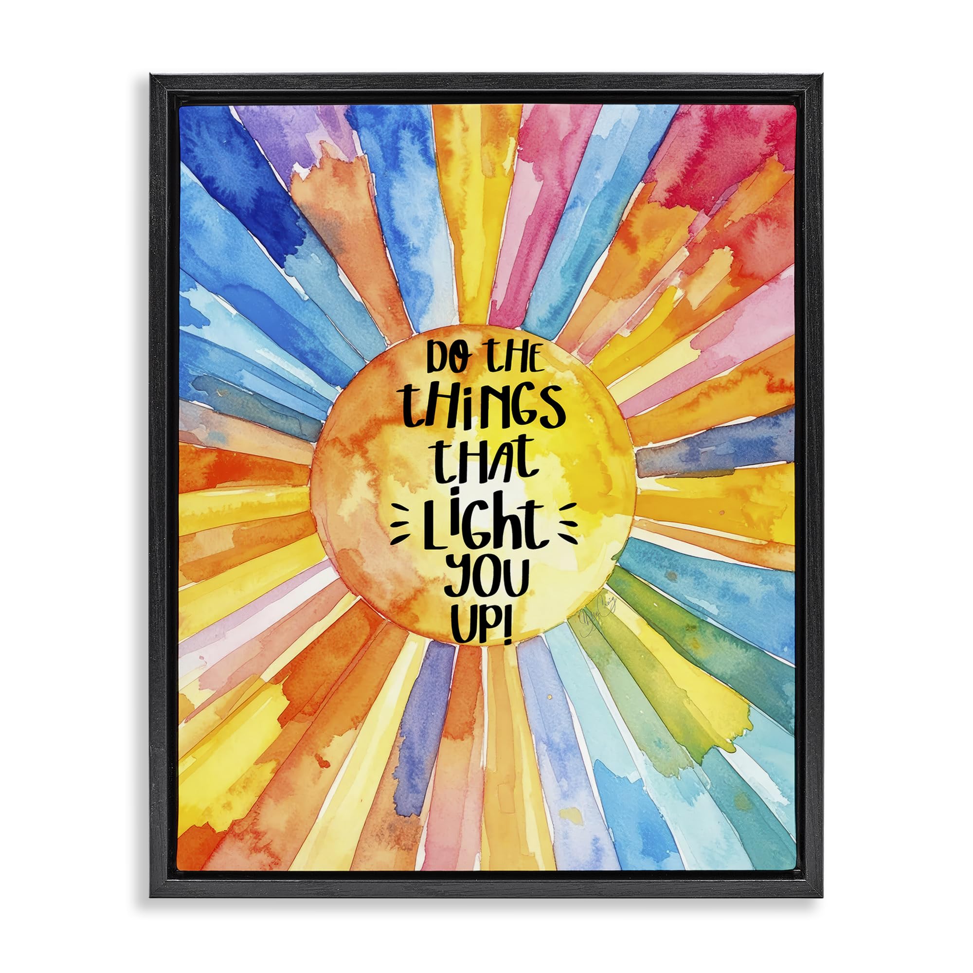 Stupell Industries Jet Black (Matte) 'Things That Light You Up', Floating Frame Canvas Art, Black, 25 X 31 Inches, Easy To Hang And Sturdy, Made In Usa, By Shelly Craig