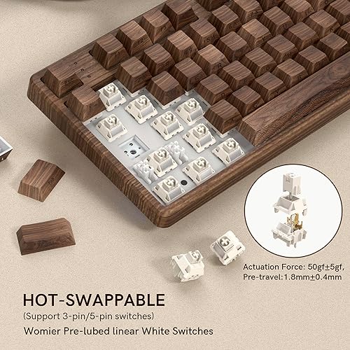 Miniatura 2 de Womier - Teclado mecánico retro con cable TKL con rueda de volumen, 75% teclado retroiluminado RGB, intercambiable en caliente con teclas PBT,