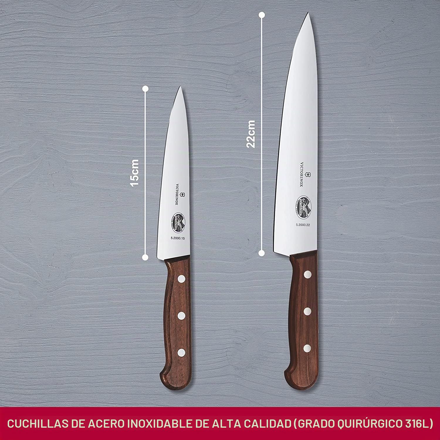 Victorinox Juego de 2 Piezas de Palisandro en Caja de Regalo, Acero Inoxidable, marrón, 30 x 5 x 5 cm
