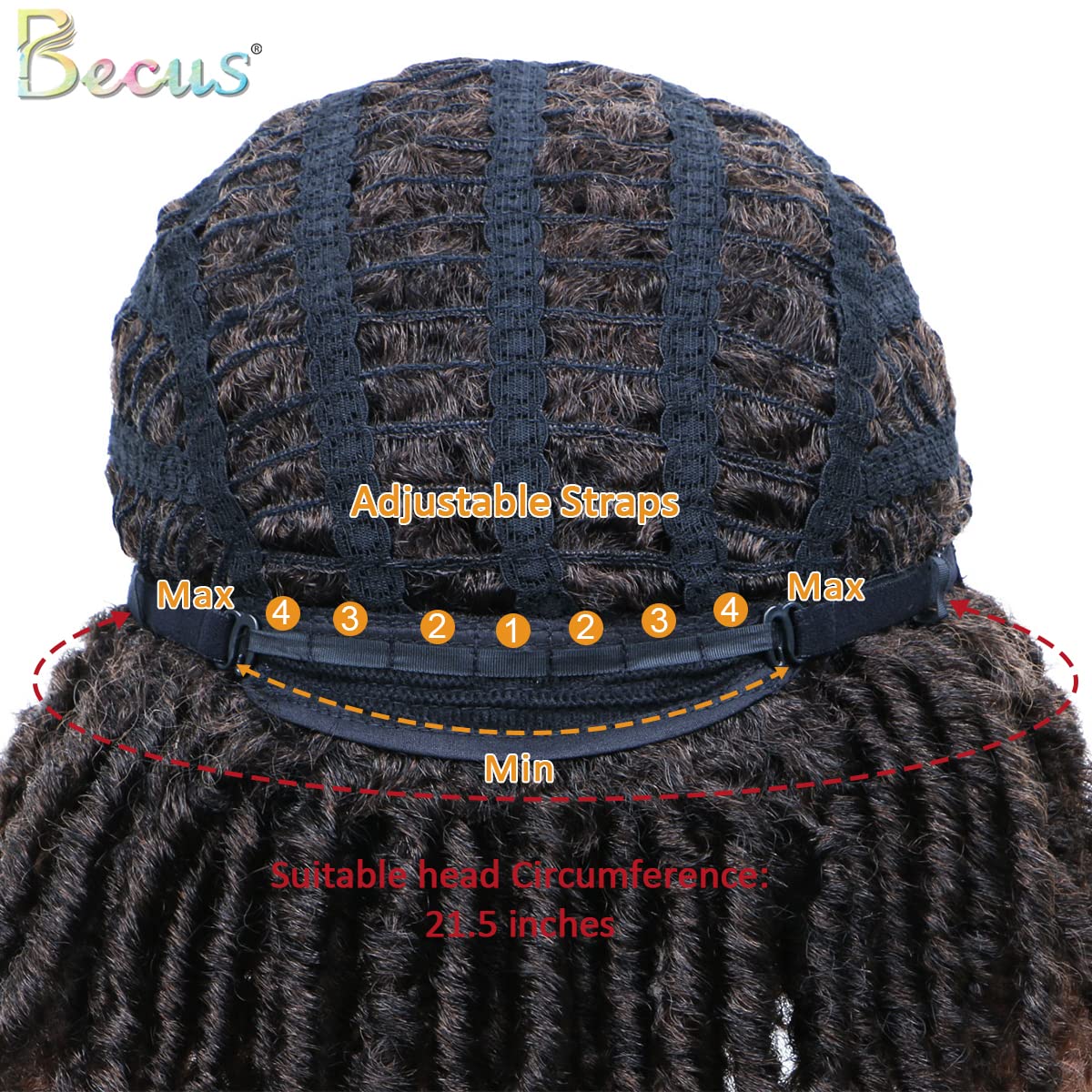 BECUS Perruque Dreadlock Femme Afro Synthétique Marron Style Naturel Usage Quotidien Fêtes