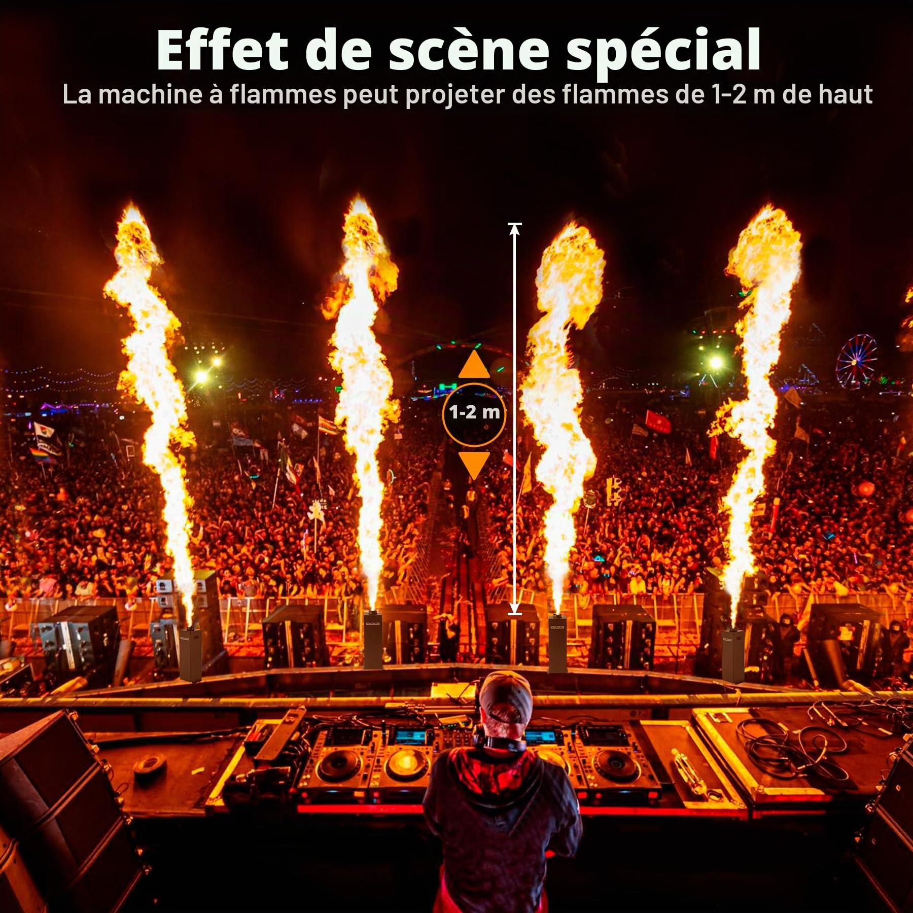 Machine à Flammes 200W, DJ Jet Flame Effets de Scène Portable - 1 Pièce