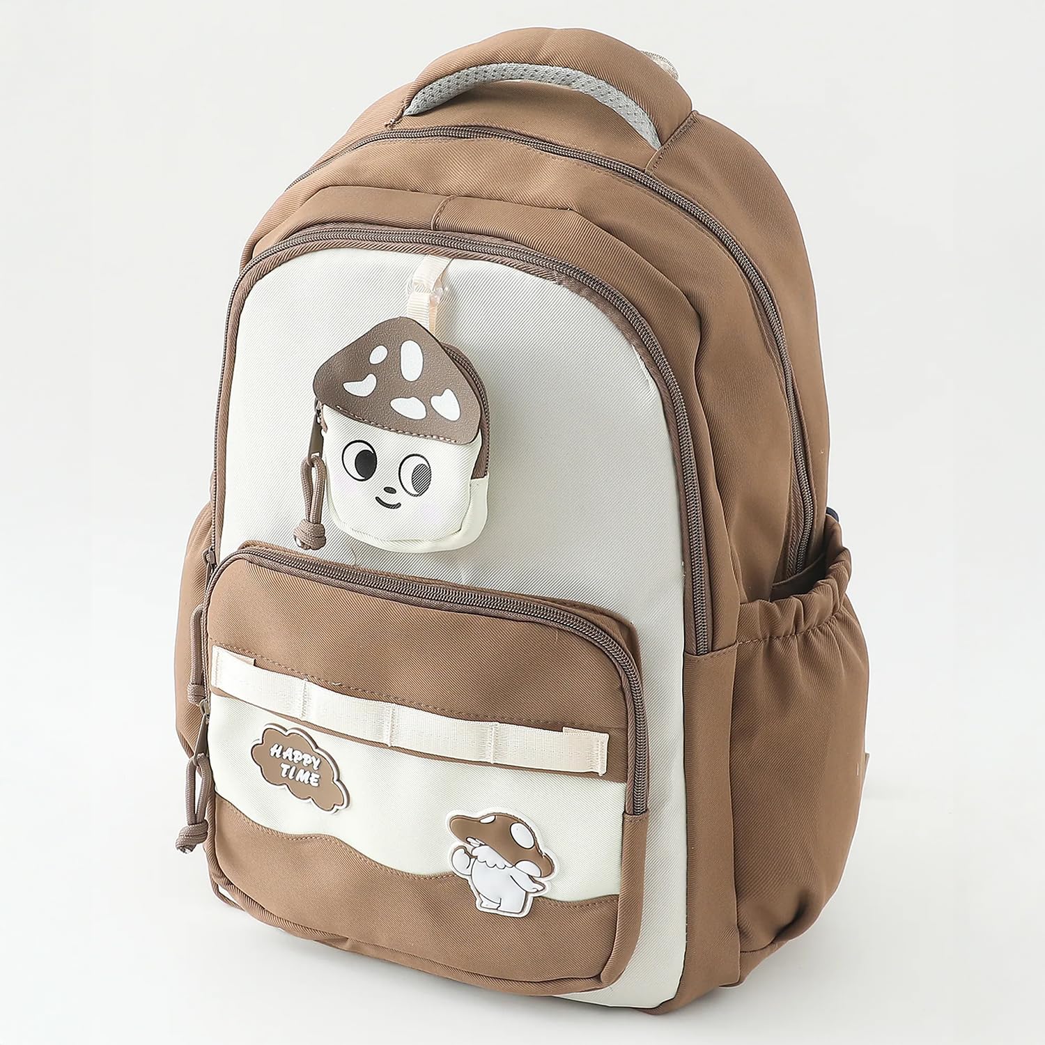 Bonfino Happy Mushroom School Backpack for Kids 23L - Brown, 2 Spacious Compartments, 2 Bottle Pockets, 1 Front Pocket, Water Resistant, Ideal for Gifting, Bag for Toddlers, Height 16 Inches 2
