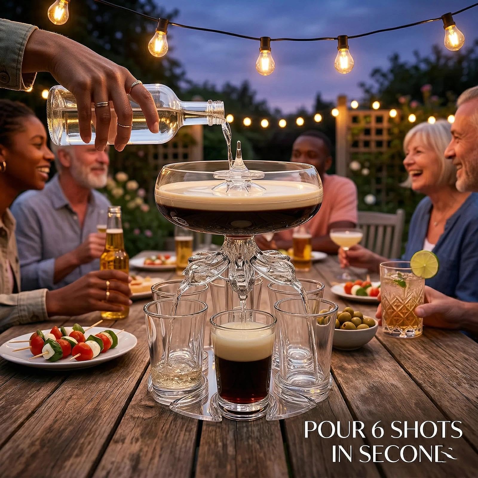Baby Guinness zestaw kieliszków do shotów z 6 szklankami, dozownik i uchwyt, akrylowy bezdotykowy nalewak do napojów imprezowych, domowego baru i prezentów